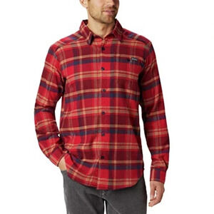 Columbia Men's Cornell Woods Flannel Long Sleeve Mountain Red Plaid Shirt Sz XL